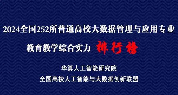 高校大数据管理与应用专业排行榜 2024全国252所高校大数据管理与应用专业教育教学综合实力排行榜(图1)